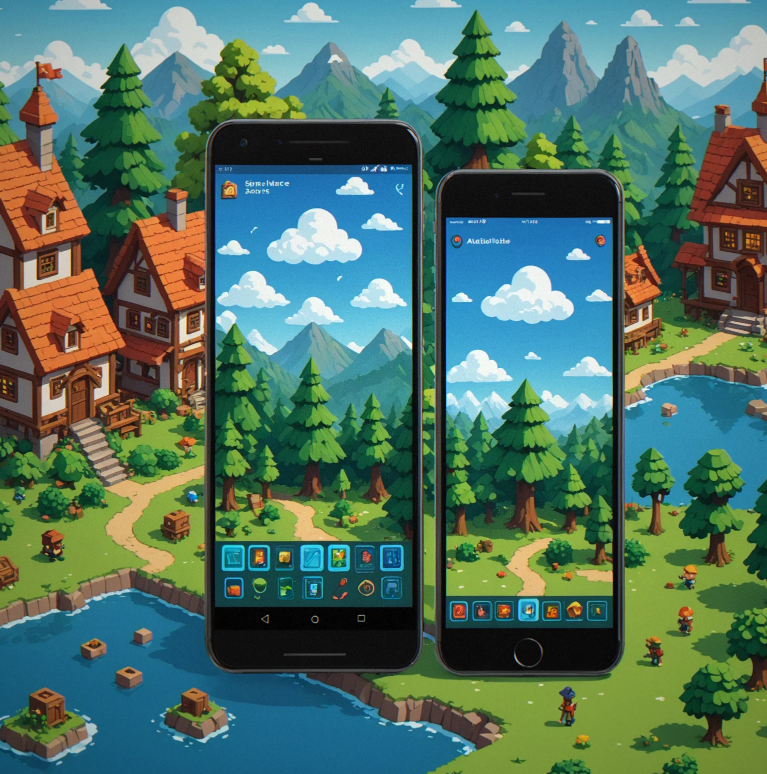 Mobile phone and tablet side-by-side showing identical save progress with cloud sync indicator