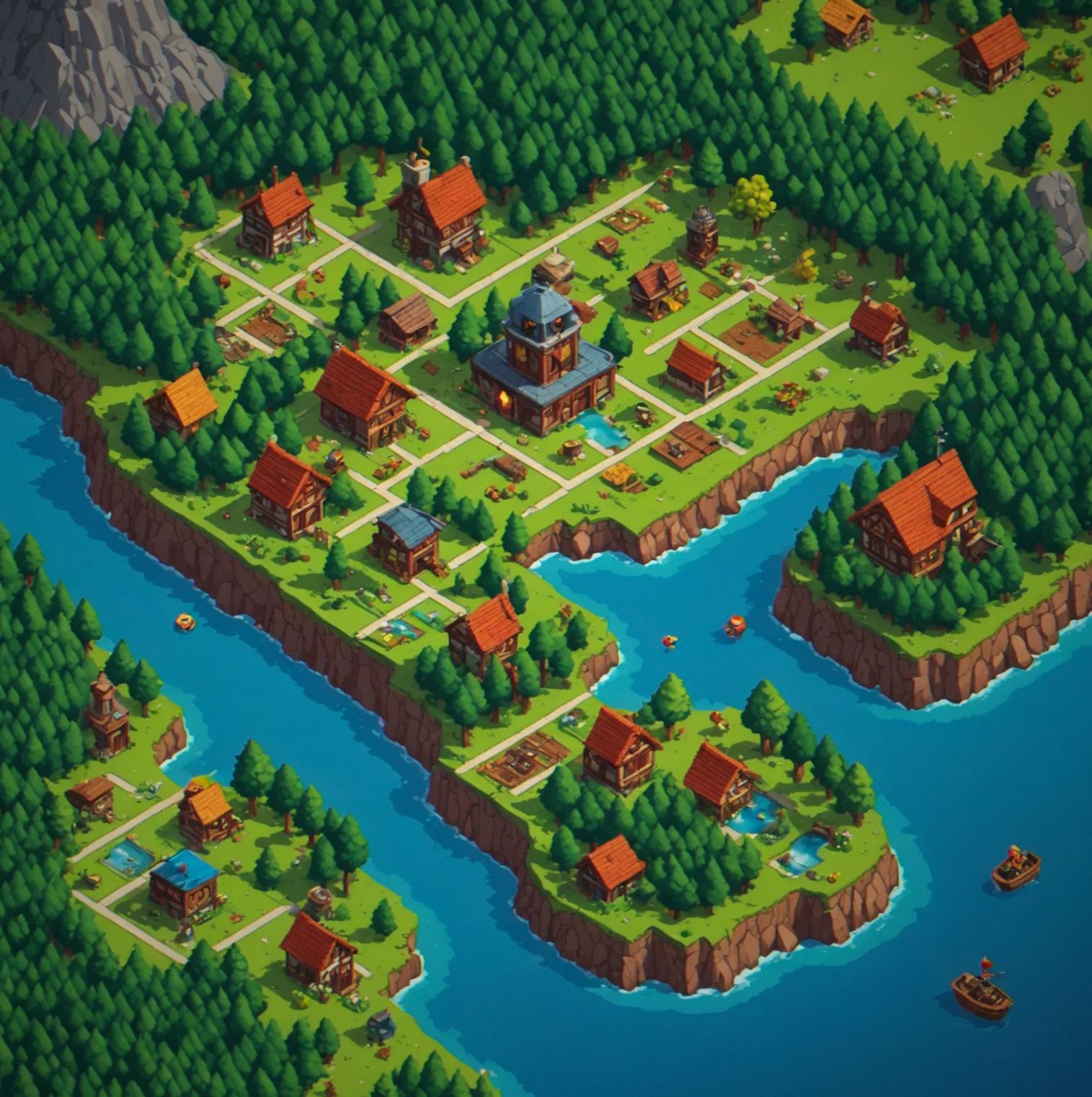 Regional map shoiwng eight distinct zones in Pixelbrook with unlock progression indicators