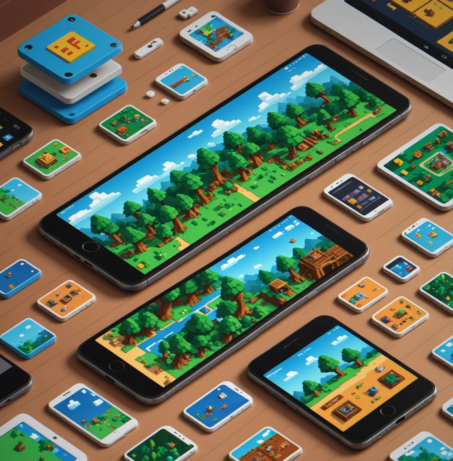 Mobile phone and tablet device display showing synchronized save file across platforms